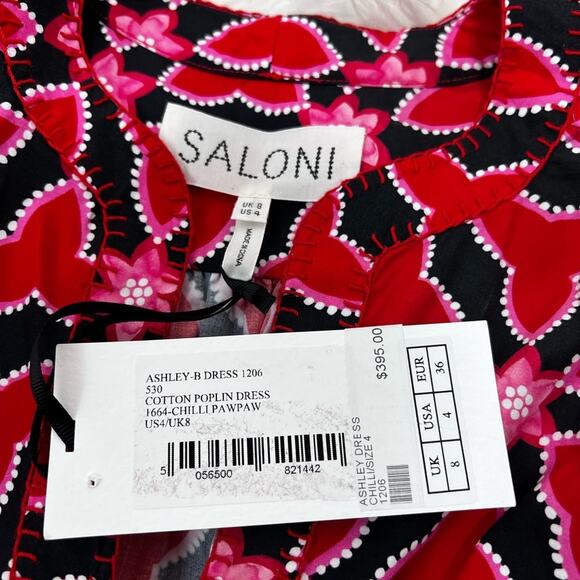 Saloni Abstracts Floral Print Ashley-B Shift Dress in Chilli Pawpaw Size 4 NWT - Picture 15 of 15